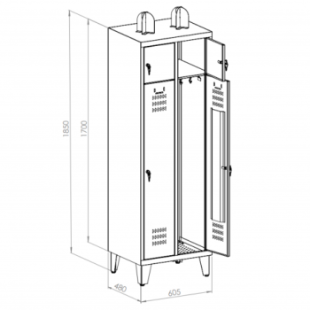 Szafa strażacka z uchwytem na hełm na nóżkach - STRN300/2